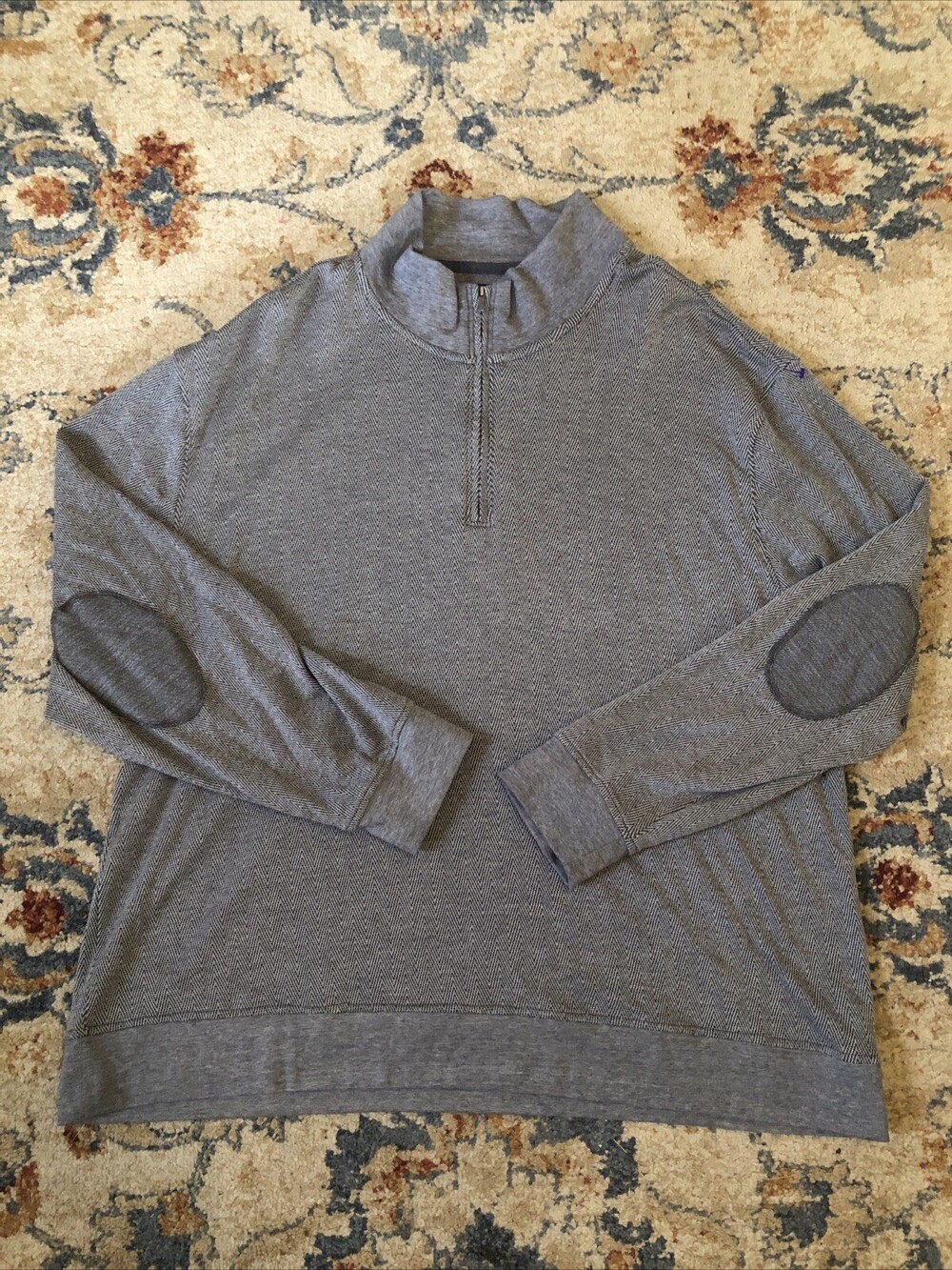Tricots St Raphael Sweater Adult Extra Gray Mock Neck 1/4 Zip Mens Size 2XL